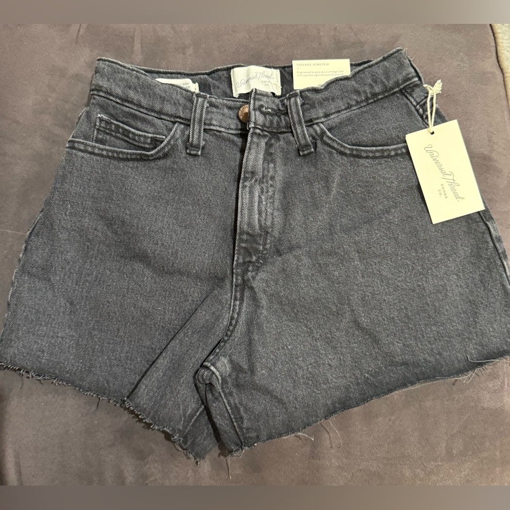 Universal Thread High Vintage Stretch Shortie Jean Shorts Black Wash Size 0